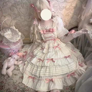 洛麗塔裙子原創設計TALI塔莉Lolita撞色蝴蝶結JSK白菜價連衣裙lo