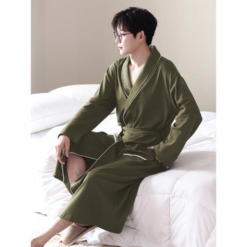 超火睡袍男士睡衣春秋浴袍晨袍純棉家居服中長款青少年2025新款夏