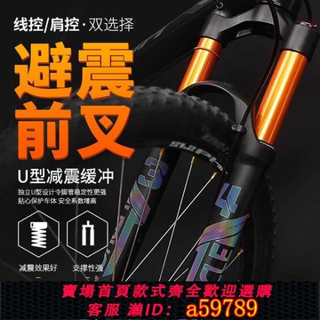 【廠家直銷 可打統編】山地自行車前叉避震器26寸27.5單車線控減震油簧氣壓29寸叉子配件