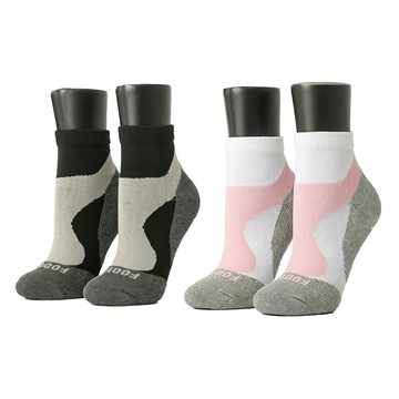 FOOTER 輕壓力流線型氣墊除臭襪 Set T101  M(22~25cm適用)  白色 3雙 + 黑色 3雙