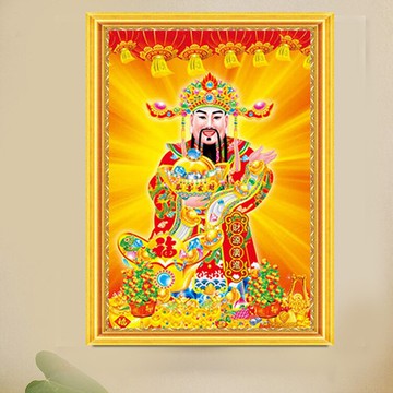 新款5D鉆石畫十字繡財神爺到滿磚粘貼點鉆客廳招財磚石秀圓鉆