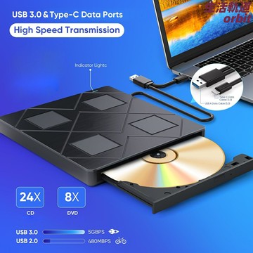 【五合一全能】外置光驅 移動光驅 外置DVD刻錄機 光驅 刻錄機 播放器 臺式機筆記本通用 便攜免驅動 支持多格式光盤 辦公娛樂必備