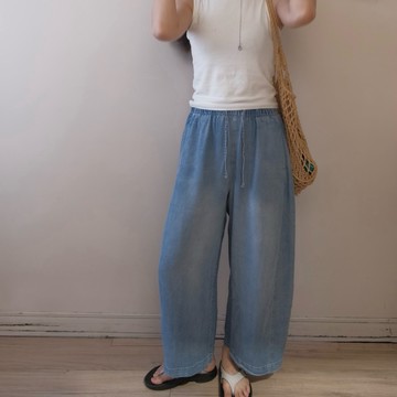 057_studio夏季小個子涼感萊賽爾天絲繭型牛仔褲