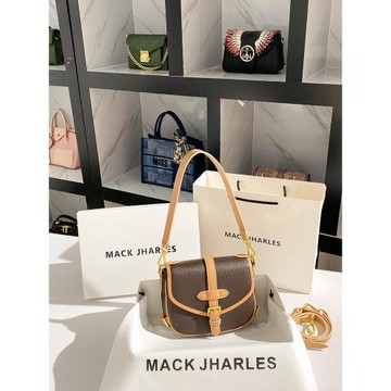 MACK JHARLES高級感撞色馬鞍包包2025新款小眾設計通勤腋下包爆款