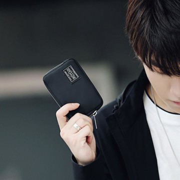 小巧超薄男簡約休閑零錢袋日系尼龍布錢包硬幣mini手拿零錢口袋小