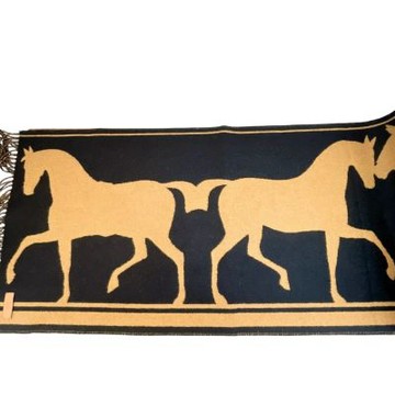 HERMES 爆款愛馬仕經典100%喀什米爾羊絨圍巾-駿馬(40*190CM)