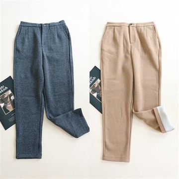 【米蘭精品】現貨+預購 頂級法式長褲絲質休閒褲天絲寬褲冰絲褲-加絨直筒女褲子3色74lt91