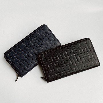 美國百分百【全新真品】Armani Exchange 皮夾 長夾 AX 滿版logo 皮革 手拿包 深藍 黑色 BQ25