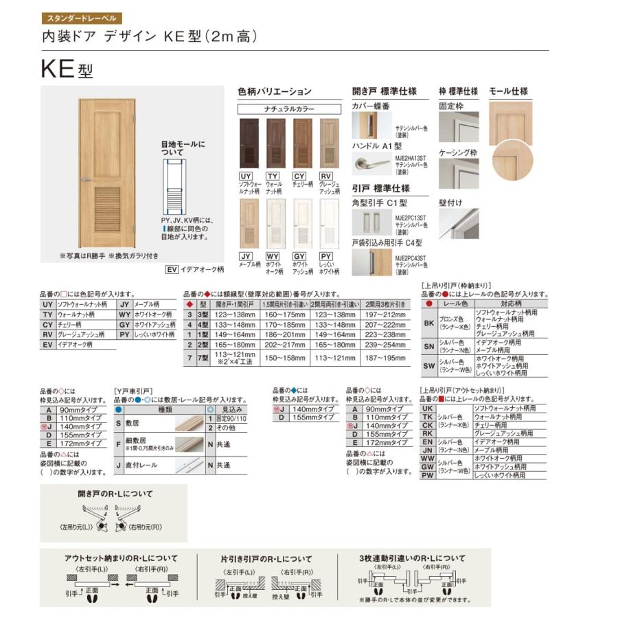 パナソニック ベリティス 内装ドアKE型 開き戸(片開きドア/枠見込み90mm・110mm)01タイプ【XMJE2KE◇N01R(L)7△】  LINEショッピング