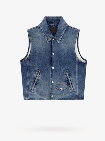 Denim sleeveless jacket with embroidered logo - GIVENCHY - gender_Man