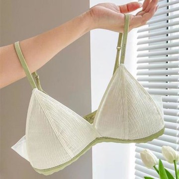 三角杯法式內衣小胸專用顯大胸罩薄款夏季甜美v領內衣女聚攏文胸