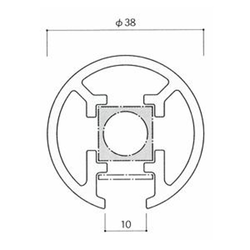 ガラススクリーンポール（ブースバー） Sタイプ 一方 38mm x L200mm