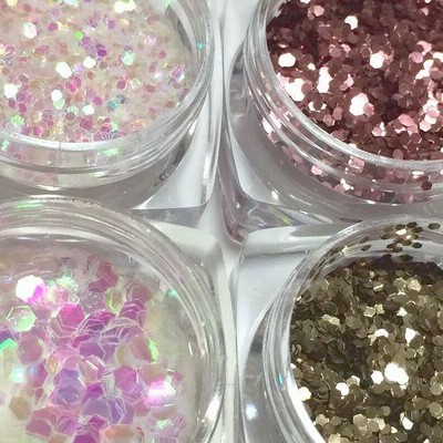 六角ホログラムセットJ/4色セット/ネイル/レジン/封入/白/グレー/ホワイト/ワイン/1mm/2mm/グラデーション/オーロラ