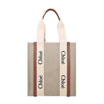 [平輸版]Chloe Woody tote bag 新款帆布直立托特包(焦糖咖色)真品平輸