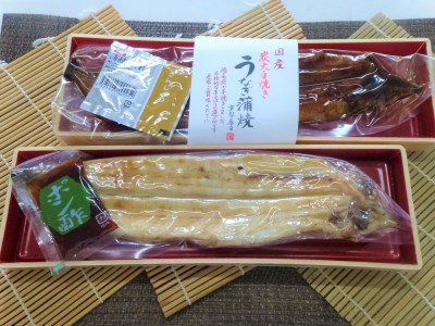 うなぎ蒲焼炭火手焼　うなぎ白焼炭火手焼きの紅白セット