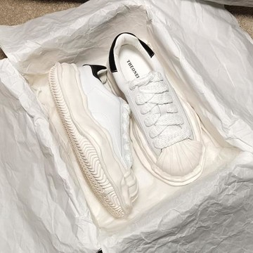 真皮溶解貝殼鞋女小白鞋厚底大頭奶油運動休閑鞋2025年新款ins潮