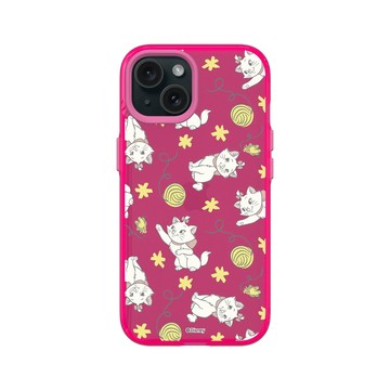iPhone 15 Clear 粉漾桃 - 迪士尼-經典系列 Disney Classics - 貓兒歷險記 - 瑪麗貓與毛線球
