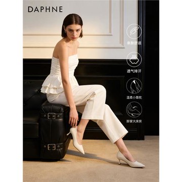 達芙妮高跟鞋女鞋2026新款秋冬爆款細跟配裙子鞋子白色單鞋小皮鞋