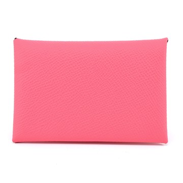 Hermes 愛馬仕 經典Calvi系列釦式名片/卡夾(I6粉)