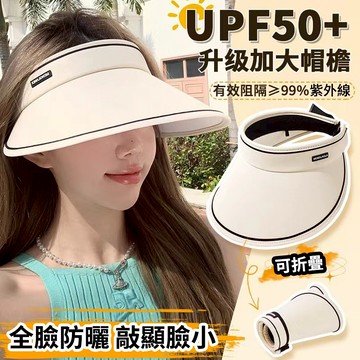 Chewy 夏季新款防紫外線UPF50+大帽簷空頂帽 防曬帽 遮陽帽 抗UV帽