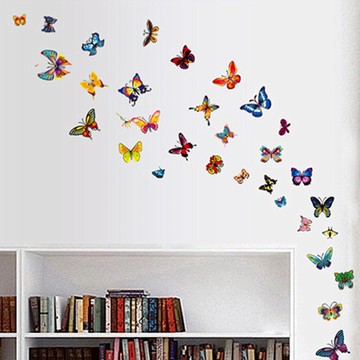 蝴蝶彩色透明牆貼時尚貼紙