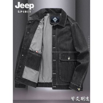 JEEP吉普牛仔外套男春秋季青年工裝大碼寬松上衣服薄款潮流工裝男