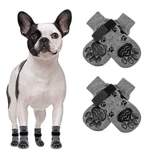 SCENEREAL Double Side Anti-Slip Dog Socks Pairs with Straps, Soft