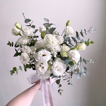 【鮮花】白綠色洋桔梗自然風美式鮮花捧花