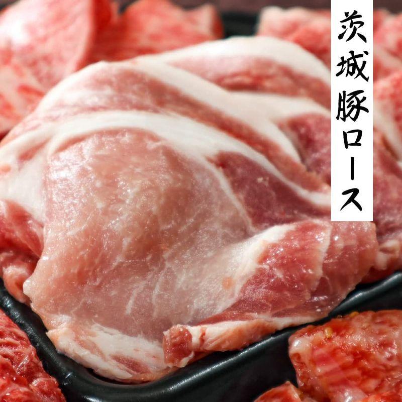 BBQプレート 特選 冷蔵 3?4人前 計830g 焼肉セット 常陸牛 黒毛和牛 茨城豚 カルビ 肩バラ ロース もも