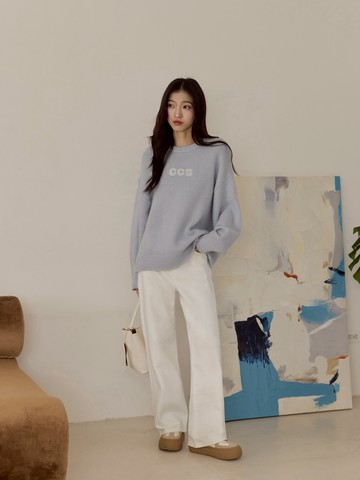 自訂 雪白彈性直筒瘦瘦褲