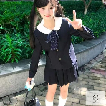 【XL-8XL大尺碼】👩大尺碼秋冬JK套裝 大碼學院套裝 大尺碼女装胖MM大碼日系甜美西裝圓領西服外套秋冬JK制服校供