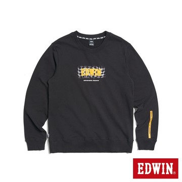 EDWIN 男款 加大碼 競速賽車旗長袖T恤(黑色)