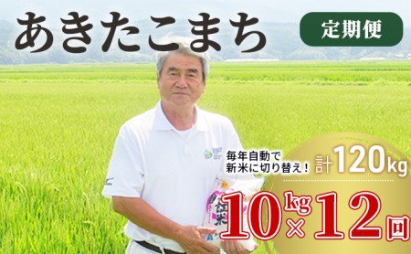 〈定期便〉 あきたこまち 白米 10kg（5kg×2袋）×12回 計120kg 12ヶ月 令和5年 精米 土づくり実証米 毎年11月より 新米 出荷