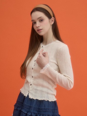 Lace Button Slim Fit Knit Cardigan