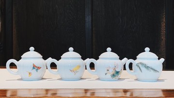 不言美器 釉中彩 四季豐收壺 佛手 芭蕉葉 海棠花 蝴蝶 蘭花