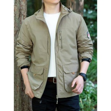 春秋季沖鋒衣男戶外登山防風防水休閑夾克新款透氣多口袋工裝外套