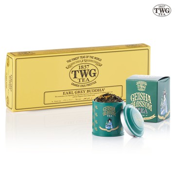 【TWG Tea】純棉茶包迷你茶罐雙享禮物組 (禪心伯爵綠茶 15包/盒+迷你茶罐20克/罐)
