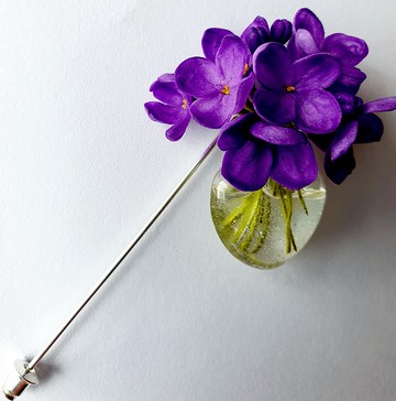 紫丁香花朵中性胸針/胸花/丁香粘土花朵胸針別針