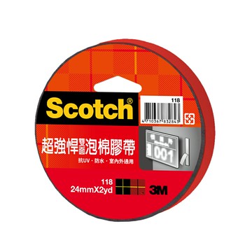 本月熱銷推薦 滿額再折【史代新文具】3M 118VHB 24mm×2y超強悍泡棉雙面膠帶