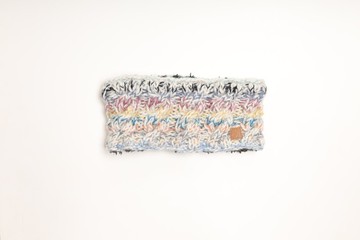 極暖/白粉雜線配色純羊毛線手工編織保暖絨毛襯防風髮帶運動頭帶