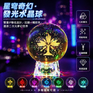 桃園出貨✨ 星穹軌道崩壞學園玻璃七彩水晶球小夜燈發光遊戲周邊原神水晶球擺飾