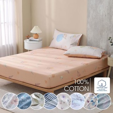 鴻宇 100%精梳棉 美國棉300織 60支 單人床包枕套二件組 多款任選