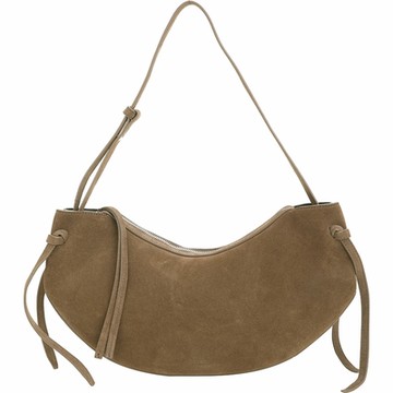 YUZEFI LARGE FORTUNE COOKIE 絨面麂皮手提/肩背腋下包(深咖啡色)