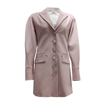 TOORDER櫻花粉翻領連袖長版單排釦西裝外套