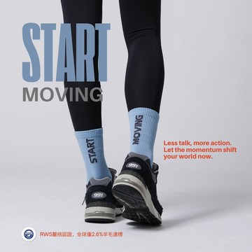 四季羊毛中筒襪 Start Moving 藍色