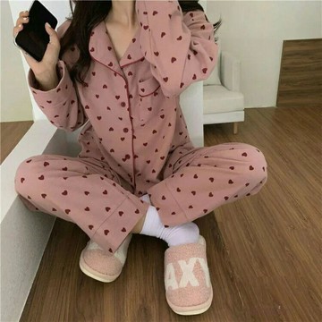 【台灣出貨】韓國INS黑白簡約休閒睡衣女長袖春夏學生韓版秋季家居服兩件套裝睡衣長袖睡衣居家睡衣居家服睡衣套裝女生睡衣