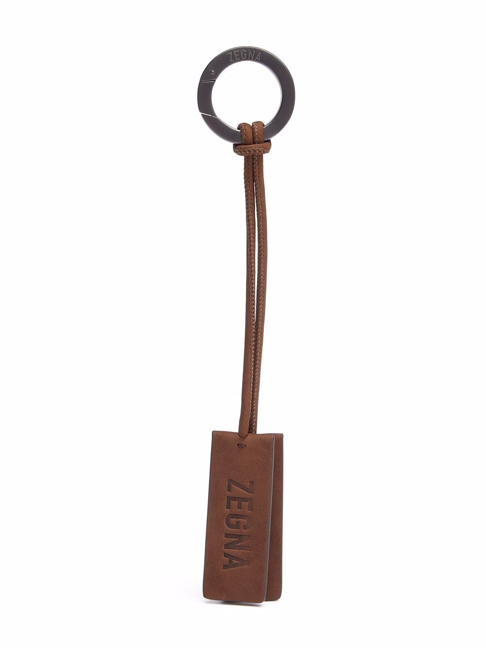 Ermenegildo Zegna - logo-embossed leather key chain - men - Leather/Metal - One Size - Brown