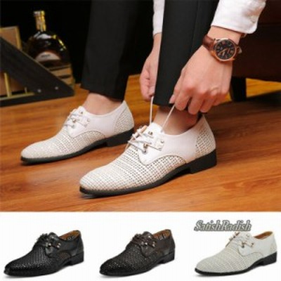 ビジネスシューズ サンダル メッシュシューズ メンズ 透かし彫り 春 夏 カジュアル Puレザー 革靴 編み込み レースアップ スリッ 通販 Lineポイント最大get Lineショッピング