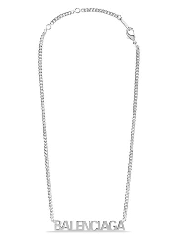 Balenciaga - Typo Mirror necklace - women - glass/Brass - One Size - Silver