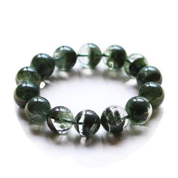 天然綠幽靈水晶手鏈男女綠水晶招財聚寶盆半盆幽靈千層滿天星手串